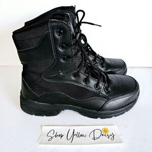 Interceptor‎ Mens Tactical Military Black Steel Toe Work Boots Sz 8 - Bo399.3